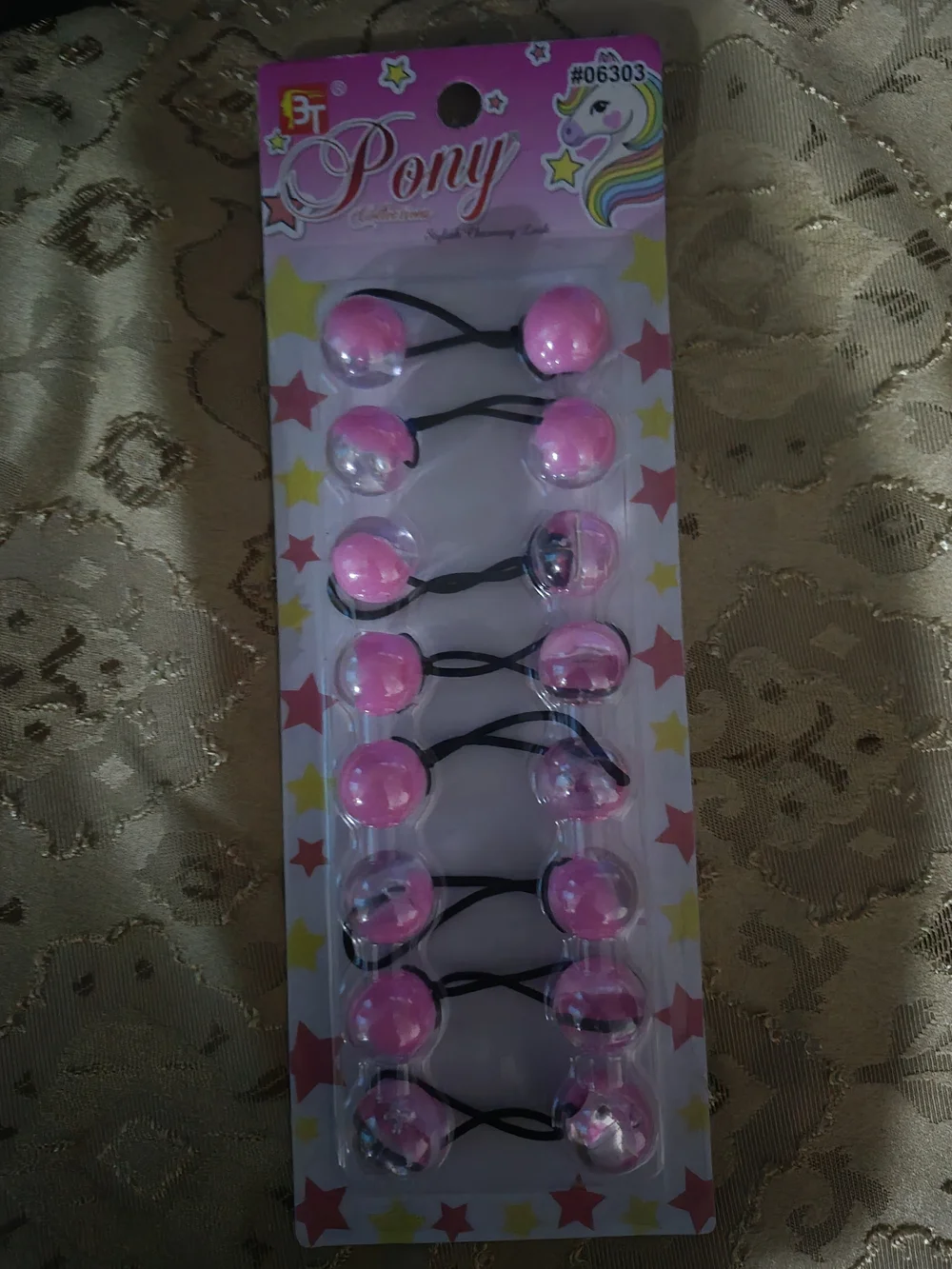 Pony Pink Bubble Bead Hair Ties for Kids